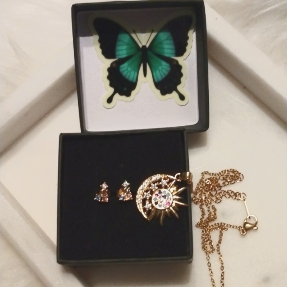Stainless steel necklace and earrings set